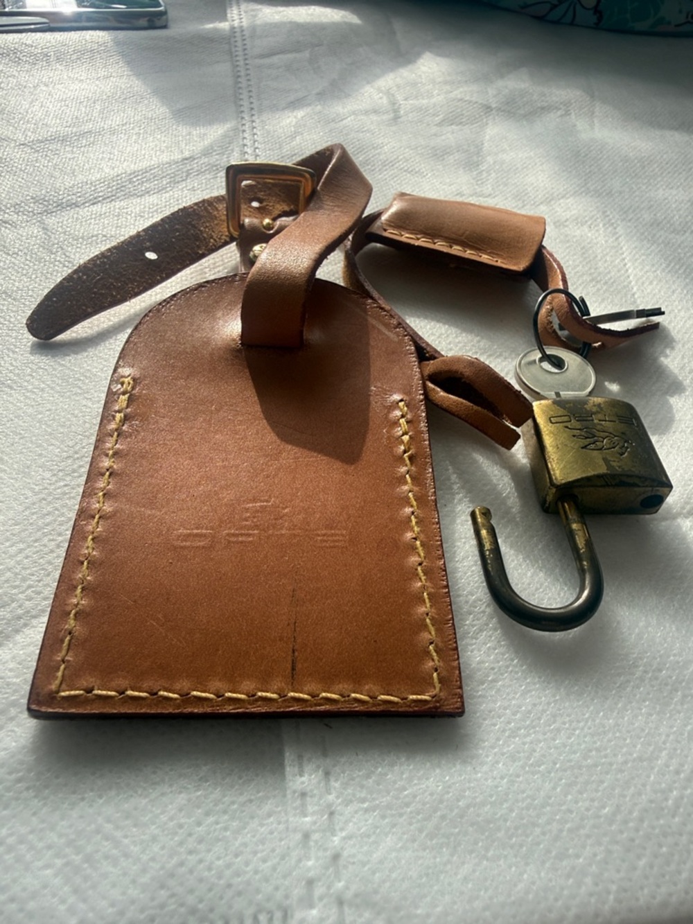 Etro Vaschetta Leather Luggage Tag + Lock + Key - Picture 10 of 12